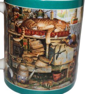 CHARLES WYSOCKI CAT COFFEE MUG REMINGTON THE HORTICULTURIST AMCAL NEW